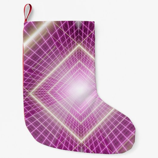 80er Retro: 3D Sci-Fi Hintergrund. Kleiner Weihnachtsstrumpf (Vorderseite)