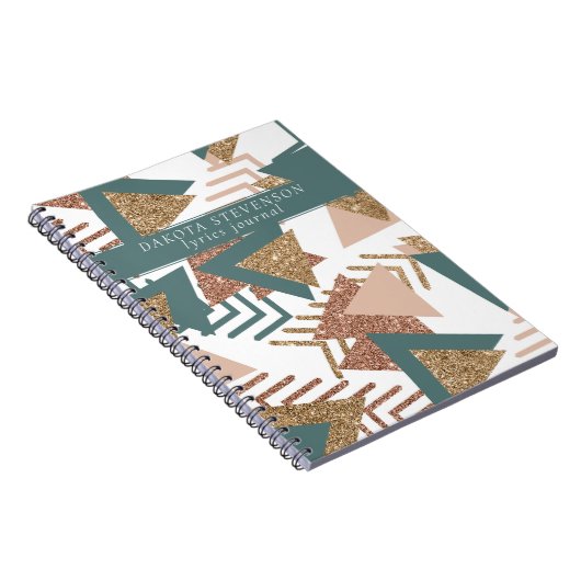 80er Retro Abstrakt | 70er Green und Gold Custom Notizblock (Rechte Seite)