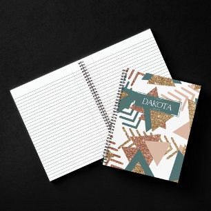 80er Retro Abstrakt   70er Green und Gold Custom Notizblock