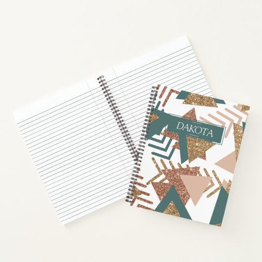 80er Retro Abstrakt | 70er Green und Gold Custom Notizblock (Innenseite)