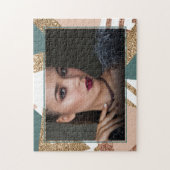 80er Retro Abstrakt | 70er Green und Gold Foto Puzzle (Vertikal)