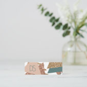80er Retro Abstrakt | 70er Green und Gold Monogram Mini Visitenkarte (Stehend Vorderseite)