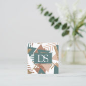 80er Retro Abstrakt | 70er Green und Gold Monogram Telefonnummerkarte (Stehend Vorderseite)