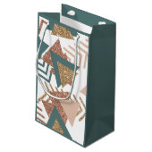 80er Retro Abstrakt | 70er Green und Gold Palette Kleine Geschenktüte (Rückseite Schrägansicht)