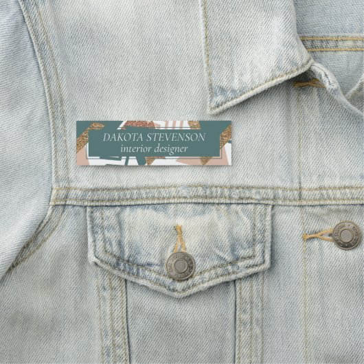 80er Retro Abstrakt | 70er Green und Gold Palette Namensschild (Beispiel)