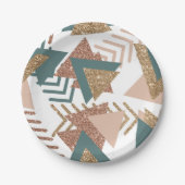 80er Retro Abstrakt | 70er Green und Gold Palette Pappteller (Vorderseite)