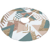 80er Retro Abstrakt | 70er Green und Gold Palette Polyester Weihnachtsbaumdecke (Schrägansicht)