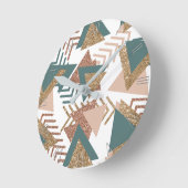 80er Retro Abstrakt | 70er Green und Gold Palette Runde Wanduhr (Winkel)