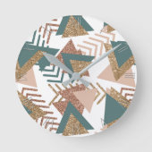 80er Retro Abstrakt | 70er Green und Gold Palette Runde Wanduhr (Vorderseite)