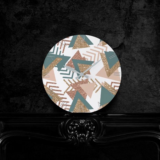 80er Retro Abstrakt | 70er Green und Gold Palette Runde Wanduhr