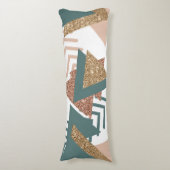 80er Retro Abstrakt | 70er Green und Gold Palette Seitenschläferkissen (Vorderseite Vertikal)