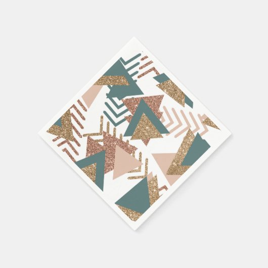 80er Retro Abstrakt | 70er Green und Gold Palette Serviette (Ecke)