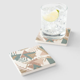 80er Retro Abstrakt 70er Green und Gold Palette Steinuntersetzer