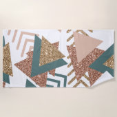 80er Retro Abstrakt | 70er Green und Gold Palette Strandtuch (Vorderseite)