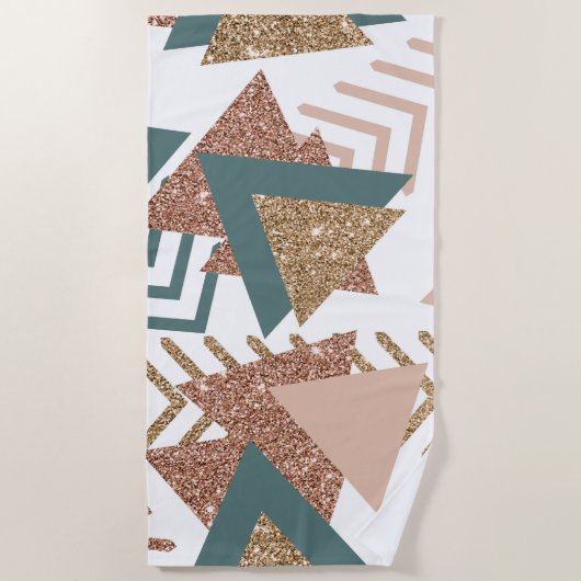 80er Retro Abstrakt | 70er Green und Gold Palette Strandtuch (Vorderseite)