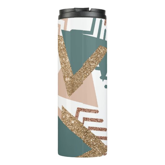 80er Retro Abstrakt | 70er Green und Gold Palette Thermosbecher (Rückseite)