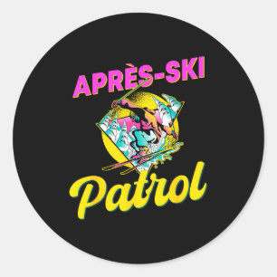 80er Retro Après-Ski Patrol Wear 90er Ski fahren Runder Aufkleber