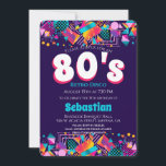 80er Retro Birthday Party Einladung<br><div class="desc">Eine Groovy Retro 80er Geburtstagsfeier. Dieses farbenfrohe 80er Jahre-Design zeichnet sich durch abstrakte Formen auf dunkelblauem Hintergrund aus. Einfach mit eigenen Diskotheken aus den 80er Jahren oder thematischen Party aus den 80er Jahren anpassen.</div>