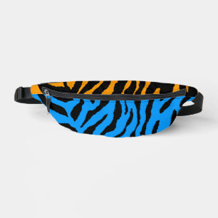 80er RETRO BLAU ORANGE TIGER STREIFEN FANNY PACK Bauchtasche