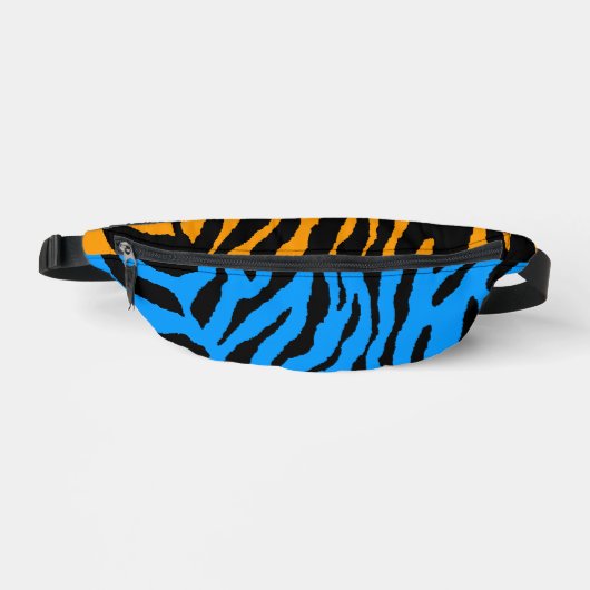 80er RETRO BLUE ORANGE TIGER STRIPES FANNY PACK Bauchtasche (Vorderseite)
