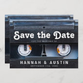 80er Retro Cassette 1980er Hochzeit Sichern Sie da Save The Date (Vorne/Hinten)
