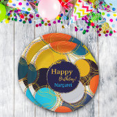 80er Retro Circle Abstrakt Happy Birthday Pappteller