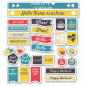 80er Retro Color Crown Liebe Herzplaner Aufkleber (Vorderseite)