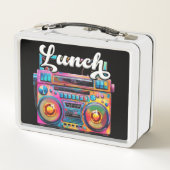 80er Retro farbenfrohe Boombox Metall Brotdose (Rückseite)