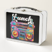 80er Retro farbenfrohe Boombox Metall Brotdose (Vorderseite)