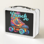 80er Retro farbenfrohe Roller Skate Metall Brotdose (Rückseite)