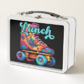 80er Retro farbenfrohe Roller Skate Metall Brotdose (Vorderseite)