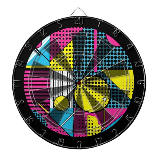 80er Retro Farbtextur Dartscheibe (vorne)