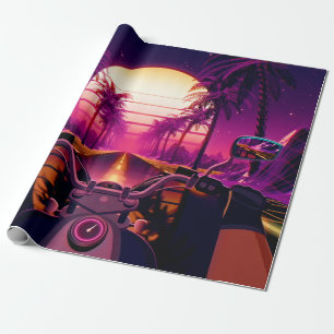 80er retro-futuristische Science-Fiction-Hintergru Geschenkpapier