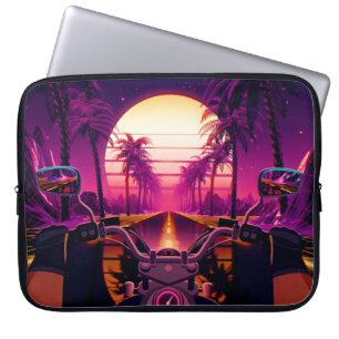 80er retro-futuristische Science-Fiction-Hintergru Laptopschutzhülle