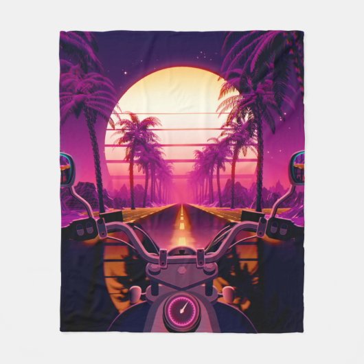 80er retro futuristischen Science-Fiction Hintergr Fleecedecke (Vorderseite)