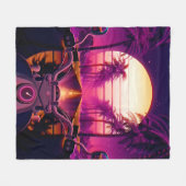80er retro futuristischen Science-Fiction Hintergr Fleecedecke (Vorderseite (Horizontal))