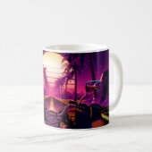 80er retro futuristischen Science-Fiction Hintergr Kaffeetasse (VorderseiteRechts)