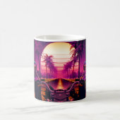 80er retro futuristischen Science-Fiction Hintergr Kaffeetasse (Mittel)