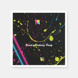 80er Retro-Geburtstagsfeier Neon Glow Splatter Serviette
