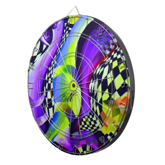 80er-Retro-geometrisches Muster Dartscheibe (Vorderseite rechts)