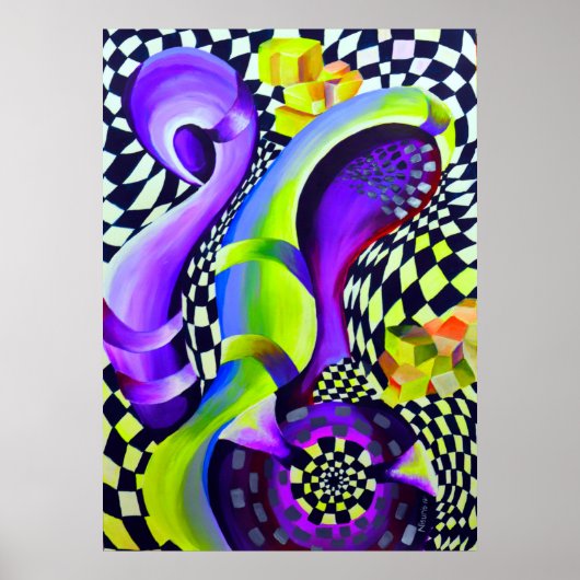 80er-Retro-geometrisches Muster Poster (Vorne)