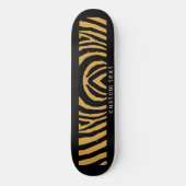 80er RETRO GOLD & BLACK TIERDRUCKPATTER Skateboard (Vorderseite)