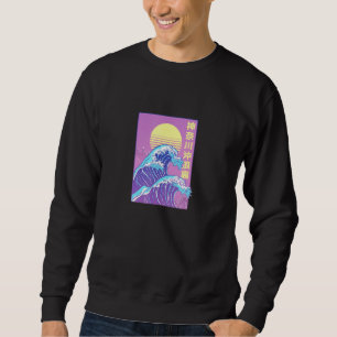 80er Retro Great Wave Japanisch Vaporwave Cat Aest Sweatshirt
