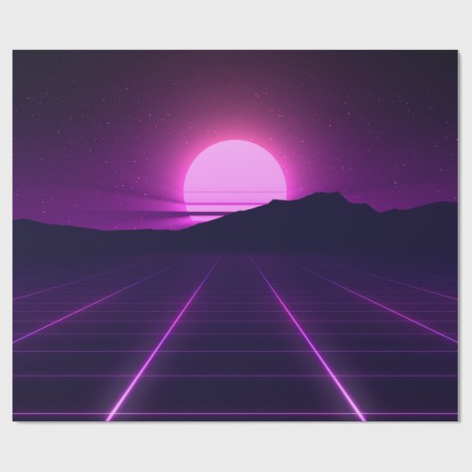 80er Retro Hintergrundbild mit 3D-Elementen Geschenkpapier (Flach)