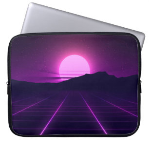 80er Retro Hintergrundbild mit 3D-Elementen Laptopschutzhülle