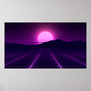 80er Retro Hintergrundbild mit 3D-Elementen Poster
