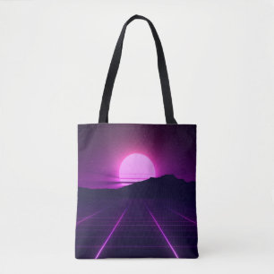 80er Retro Hintergrundbild mit 3D-Elementen Tasche