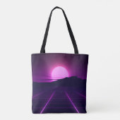 80er Retro Hintergrundbild mit 3D-Elementen Tasche (Rückseite)
