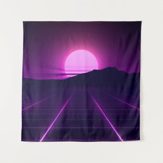 80er Retro Hintergrundbild mit 3D-Elementen Wandteppich (Vorderseite)