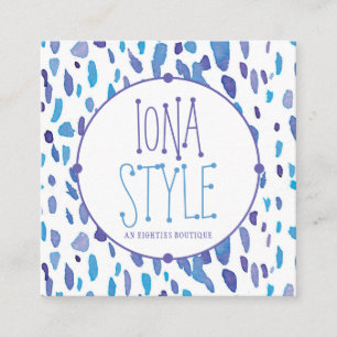 80er Retro Lila und blaue Flecken Quadratische Visitenkarte